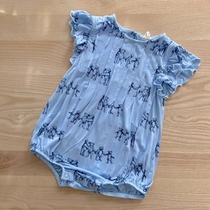 KQ bamboo pleated ruffle sleeve blue bear bubble